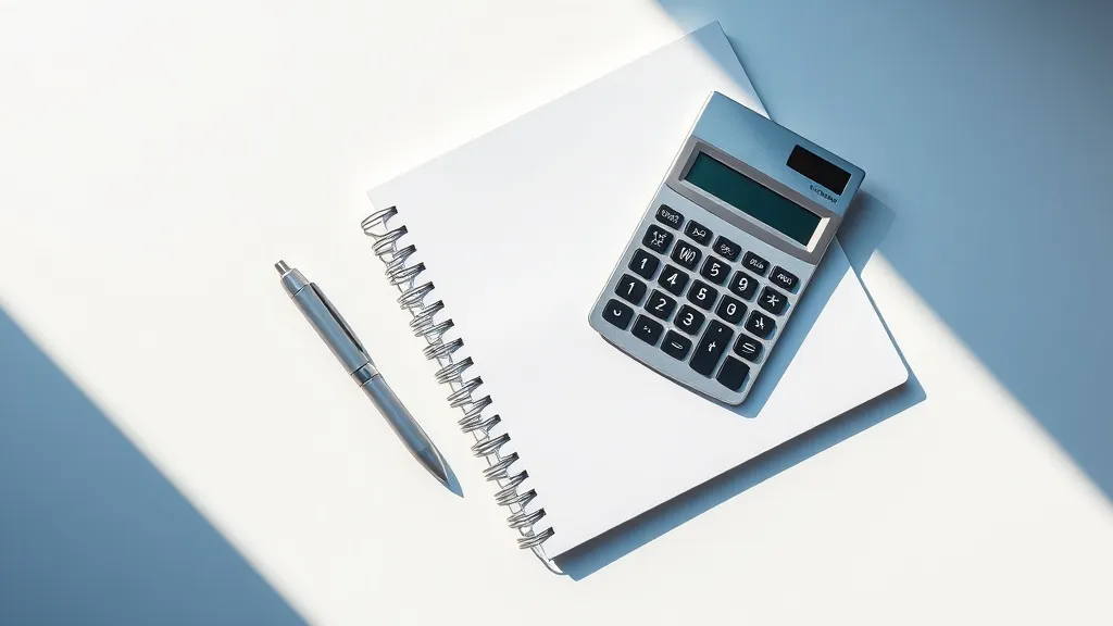 A high-angle professional shot of a silver calculator, a cle