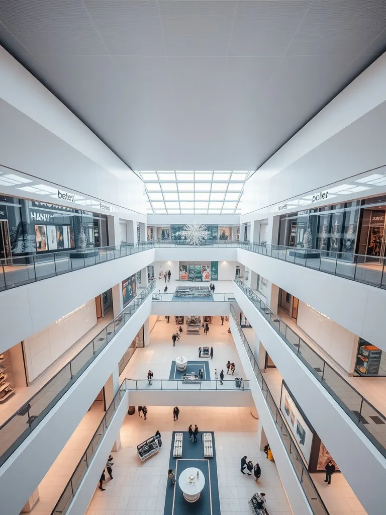 A minimalist, high-angle architectural shot of a modern shop